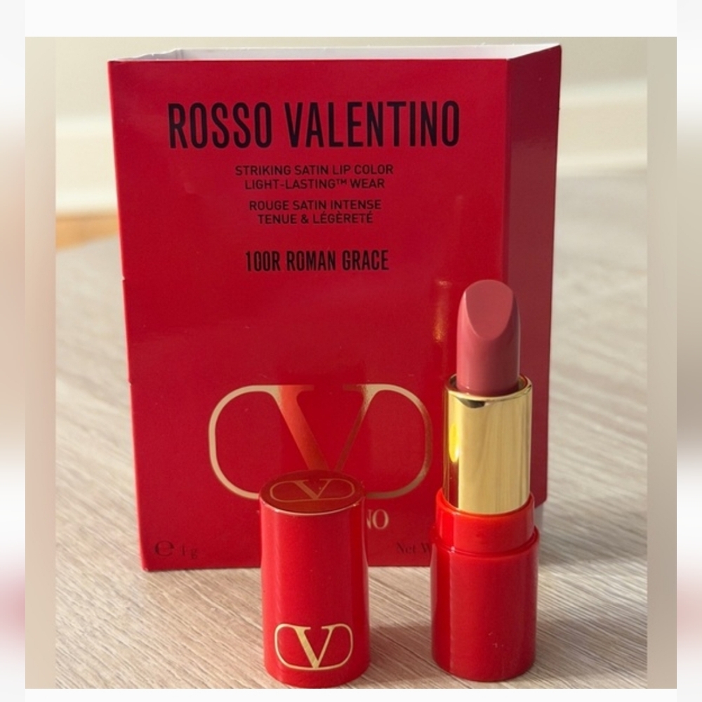 Rosso Valentino Satin Lipstick - Dusty Rose Pink (100R Roman Grace) Mini New